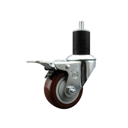 Service Caster 3'' SS Maroon Poly Swivel 1-3/4'' Expanding Stem Caster Total Lock Brake SCC-SSEXTTL20S314-PPUB-MRN-134